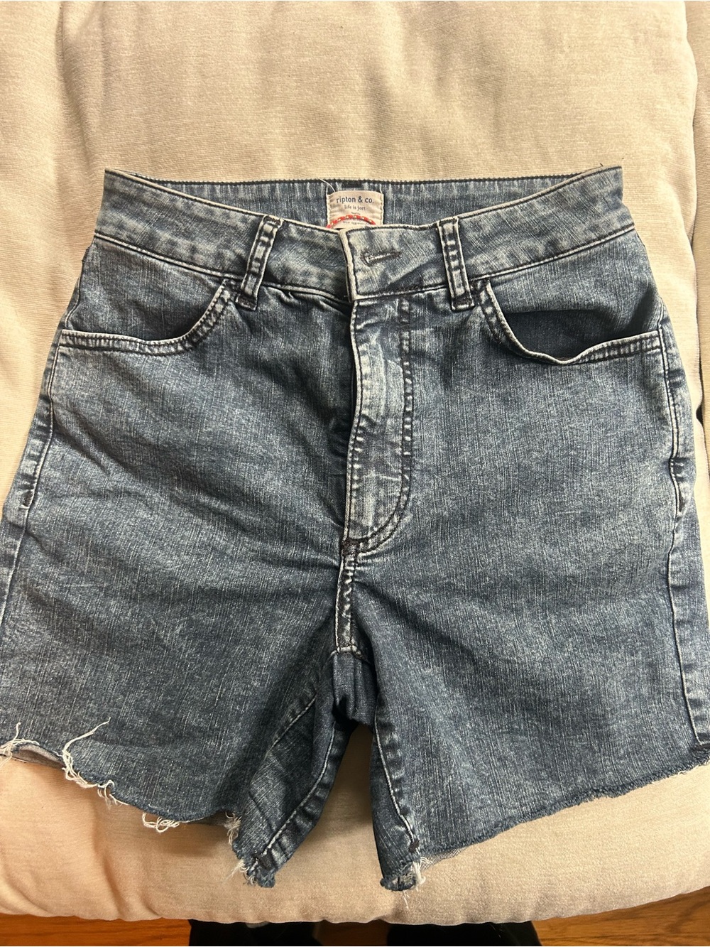 High-Rise Blue Denim Women's Shorts